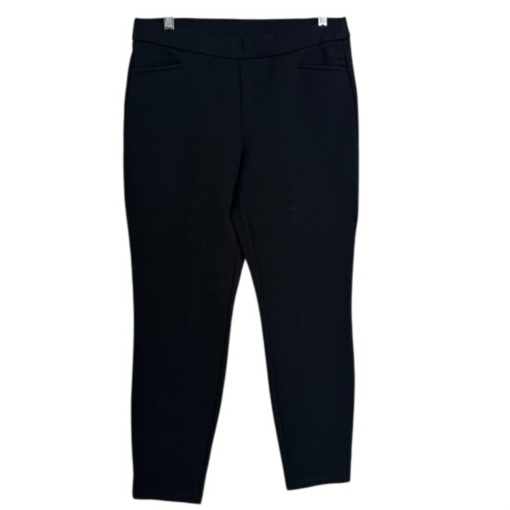 Eileen Fisher Black Heavyweight Ponte Knit Slim Ankle Zip Pants - Size Small